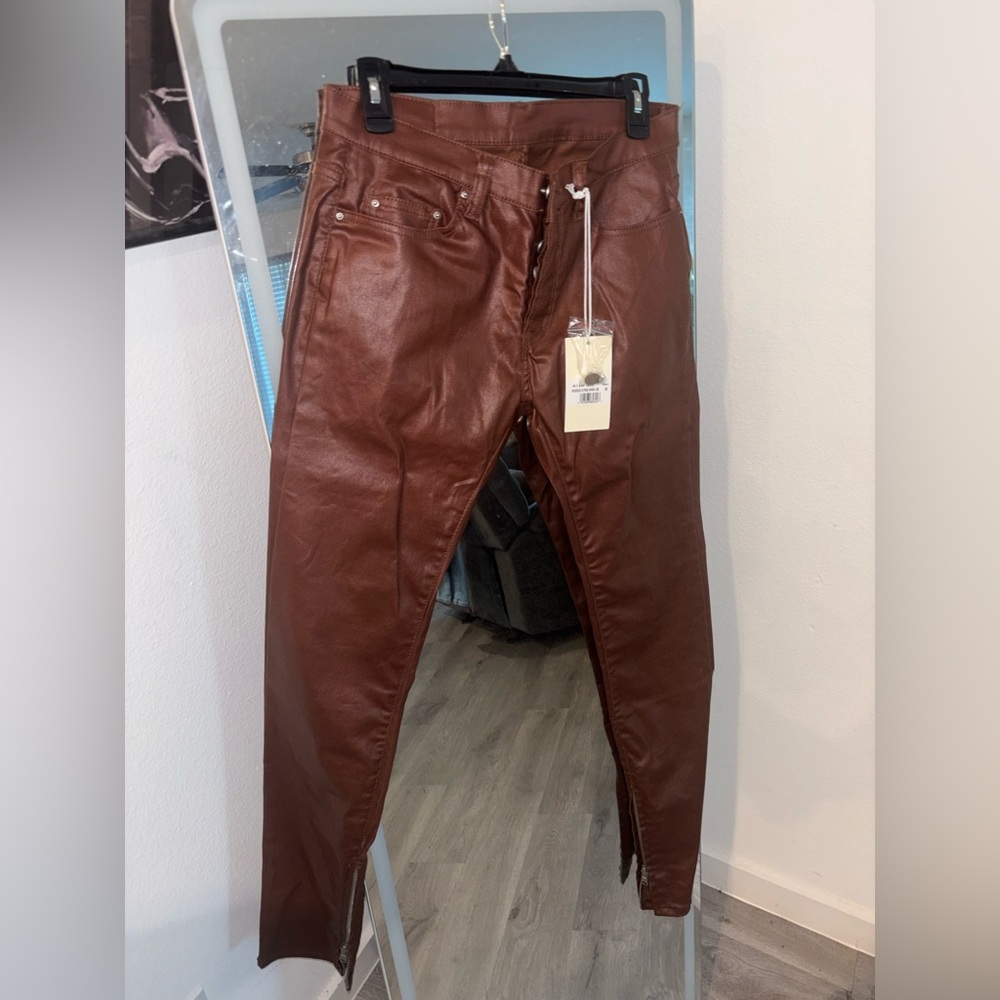 MNML Rich Brown Leather Pants